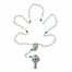 7mm Crystal and Green Glass Capped Beads Rosary with Crucifix and St. Patrick, Patron Saint of Ireland, Center