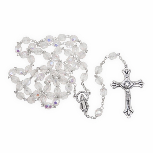 7mm Crystal Fire Beads and Miraculous Center Rosary
