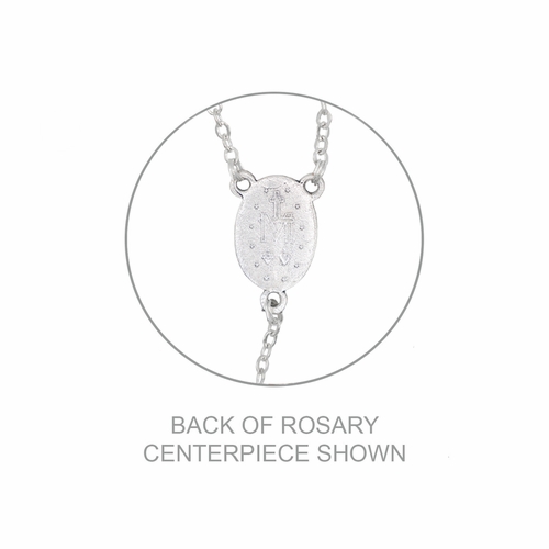 7mm Crystal Glass Capped Beads Rosary with Crucifix and Miraculous Center