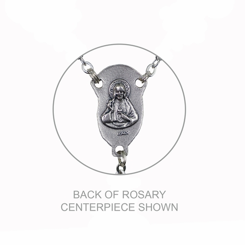 7mm Cut Sapphire Glass Bead Rosary with Crucifix and Madonna Center