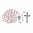 7mm Rose Crystal Pink Glass Capped Beads Rosary with Crucifix and Miraculous Center
