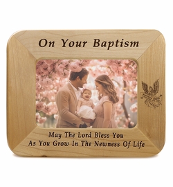 8-1/2 x  6-1/2 Inch Baptism Maple Wood Photo Frame