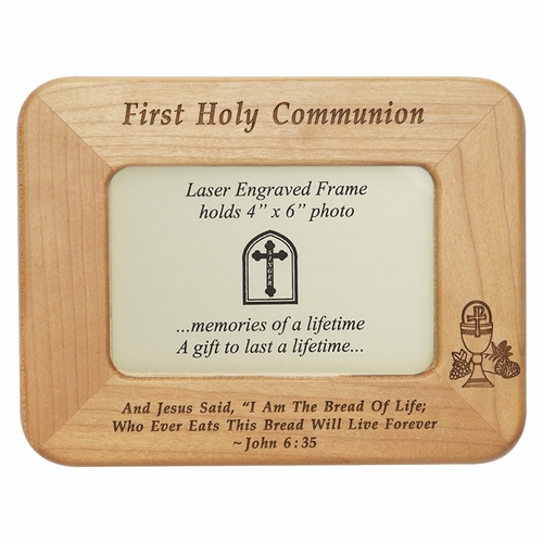 8-1/2 x 6-1/2 Inch First Holy Communion Maple Wood Photo Frame