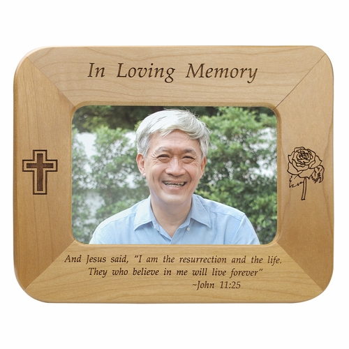 8-1/2 x 6-1/2 Inch Maple Wood In Loving Memory Photo Frame