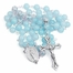 8.5mm Aqua Glass Bead Rosary with Crucifix and Miraculous Center