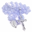 8.5mm Blue Glass Bead Rosary with Crucifix and Miraculous Center