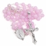 8.5mm Pink Glass Bead Rosary with Crucifix and Miraculous Center