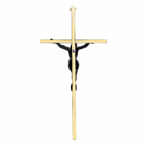 8 Inch Brass and Pewter Wall Crucifix