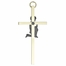 8 Inch Brass Wall Cross with Centered Pewter First Communion Boy