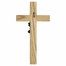8 Inch Enameled Brass and Oak Wood Baby Boy Wall Cross