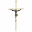 8 Inch Engraved Brass and Pewter Wall Crucifix