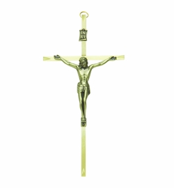 8 Inch Engraved Brass Wall Crucifix