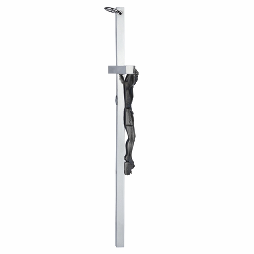 8 Inch Silver Plated Metal with Pewter Corpus Wall Crucifix