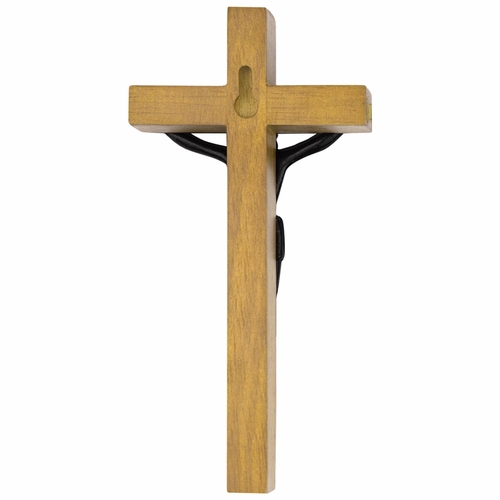8 Inch Walnut Wall Crucifix with Antiqued Gold Pewter Corpus