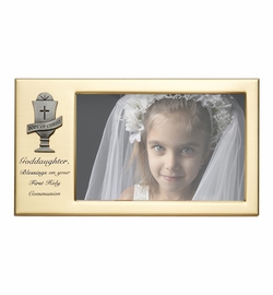 8 x 4-1/2 Inch Gold Plated Goddaughter First Holy Communion Photo Frame