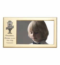 8 x 4-1/2 Inch Gold Plated Granddson First Holy Communion Photo Frame