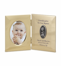 8 x 5 Inch Gold Metal Granddaughter Baptism Photo Frame