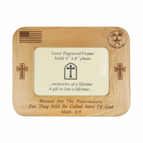 8 x 6-1/2 Inch Maple Wood Police Photo Frame