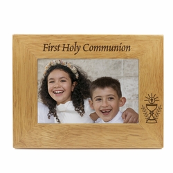 9-1/8 x 7-1/8 Inch Hardwood Personalized First Communion Photo Frame-Holds 4 x 6 Inch Photo