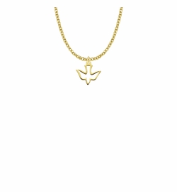9/16 Inch 10KT Gold Filled Pierced Outline Dove Necklace
