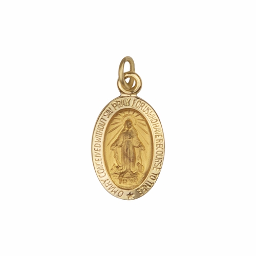 9/16 Inch Oval 14KT Gold Miraculous Medal
