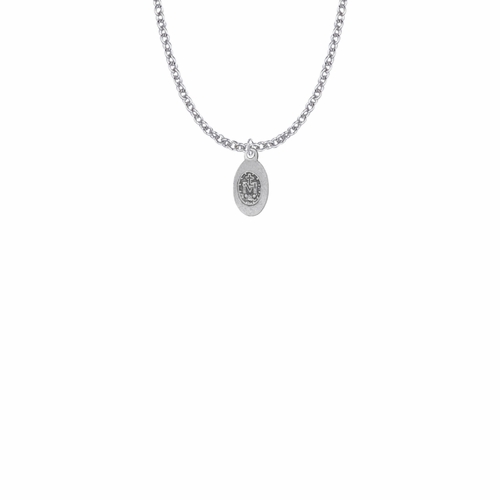 9/16 Inch Pewter Oval Girl First Communion Miraculous Medal