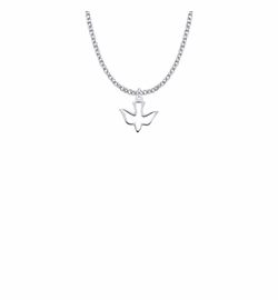9/16 Inch Sterling Silver Pierced Outline Dove Necklace