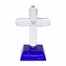 9-3/4 inch Optical Cut Crystal Cross On Blue Crystal Base With Philippians 4:13