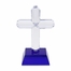 9-3/4 inch Optical Cut Crystal Cross On Blue Crystal Base With Philippians 4:13