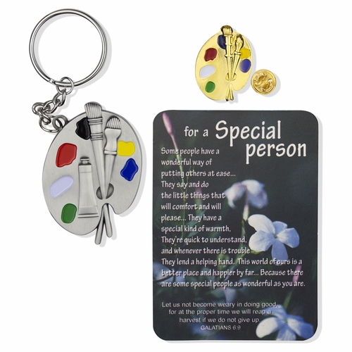 "Artists Are Special People" Appreciation Boxed Gift Set-Includes Verse Card, Keychain, and Lapel Pin