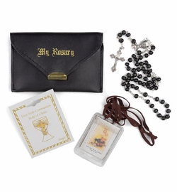 Boy's First Communion Set with Rosary Leatherette Case