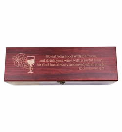 Engraved Rosewood Wine Gift Box with Accessories With Ecclesiastes 9:7