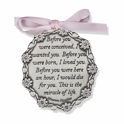 Fine Pewter "Miracle of Life" Baby Girl Cradle Medal Gift Set