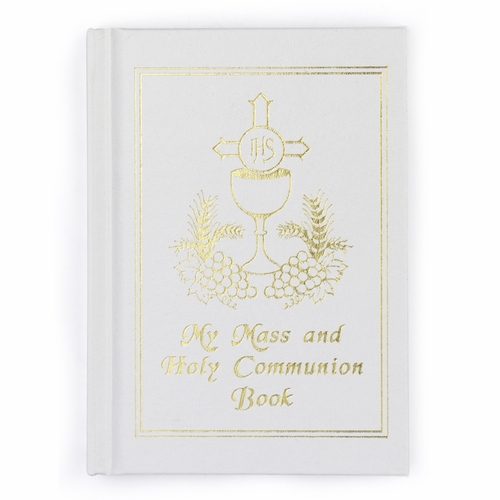 Girl's Communion Set with White Mass Book, Cloth Scapular, Rosary, and Pin