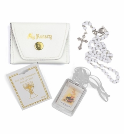 Girl's First Communion Set with Leatherette Rosary Case