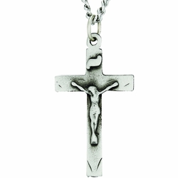 Large Pewter Crucifix 24" Chain Necklace