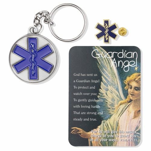 Paramedic "Guardian Angel" Appreciation Boxed Gift Set-Includes Verse Card, Keychain, and Lapel Pin