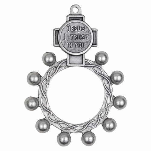 Silver Plated Divine Mercy Rosary Ring/Finger Rosary