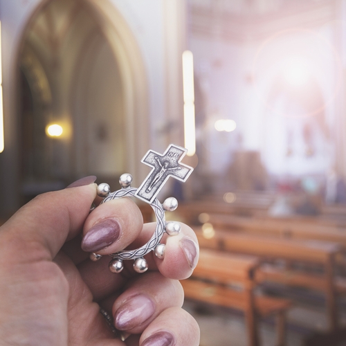 Silver Plated Finger Rosary with Crucifix