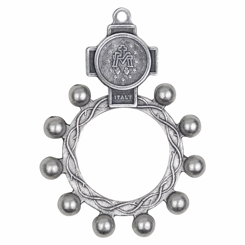Silver Plated Miraculous Rosary Ring/Finger Rosary