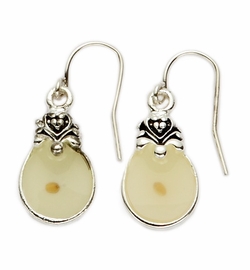 Silver Plated Round Earrings with Centered Mustard Seed