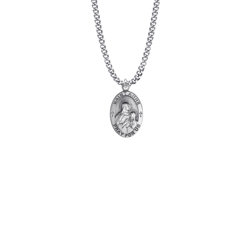 7/8 Inch Sterling Silver Oval St. Anne Medal, Patron Saint of Women in ...