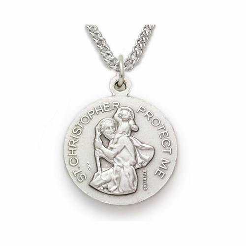 Sterling Silver Boy's Volleyball Medal, St. Christopher on  back
