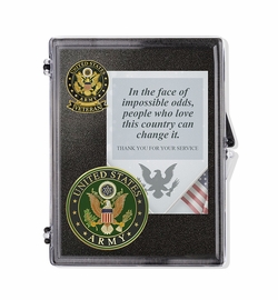 United States Army Veteran "God Bless America" Appreciation Boxed Gift Set-Includes Decorative Card, Medallion Disc, and Lapel Pin