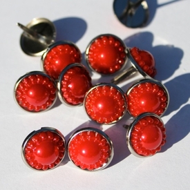 14mm Pearl Brads - Red