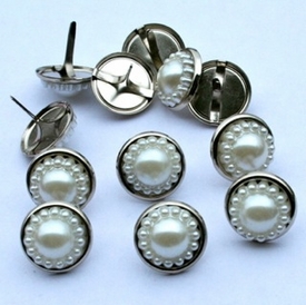 14mm Pearl Brads - White/Silver