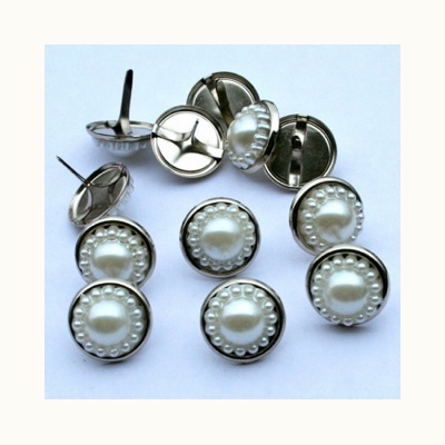 14mm Pearl Brads - White/Silver