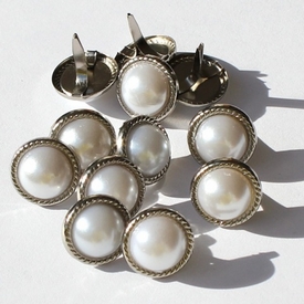 16mm Rope Pearl Brads - White 