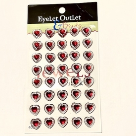 Heart Jewel Bling - Clear Edge - 12mm Red