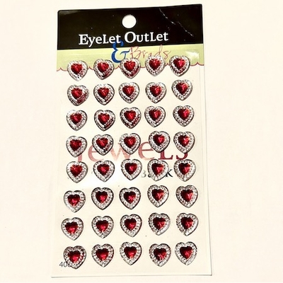 Heart Jewel Bling - Clear Edge - 12mm Red